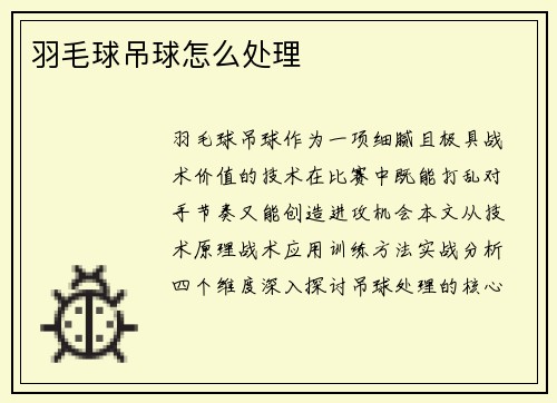 羽毛球吊球怎么处理
